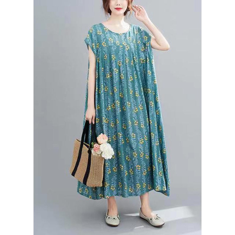 Blue O-Neck Cozy Maxi Dresses Summer