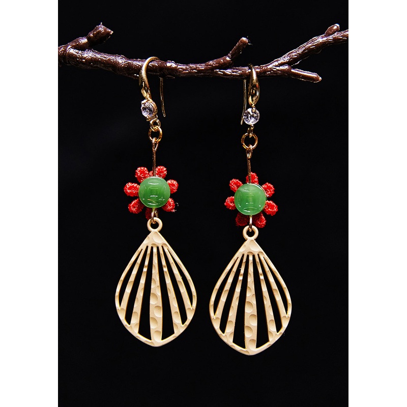 Boutique Jade Gilding Sector Drop Earrings
