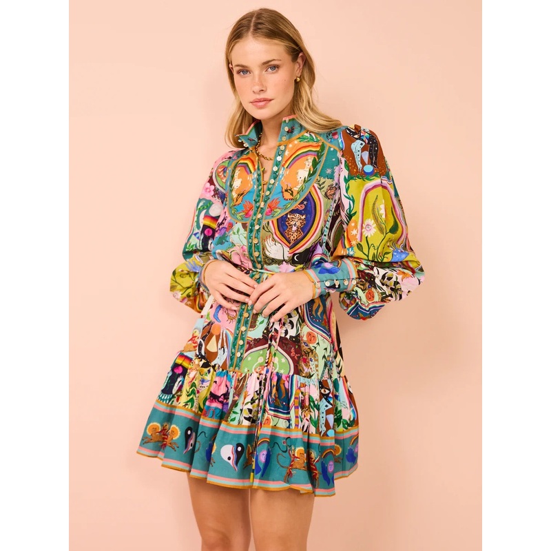Casual Fashion Printed Shirt Temperament Versatile Dress Long Sleeve