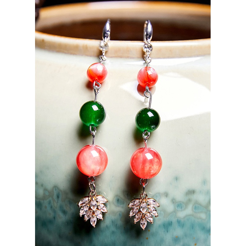 Fine Turquoise Grape shape Zircon Drop Earrings