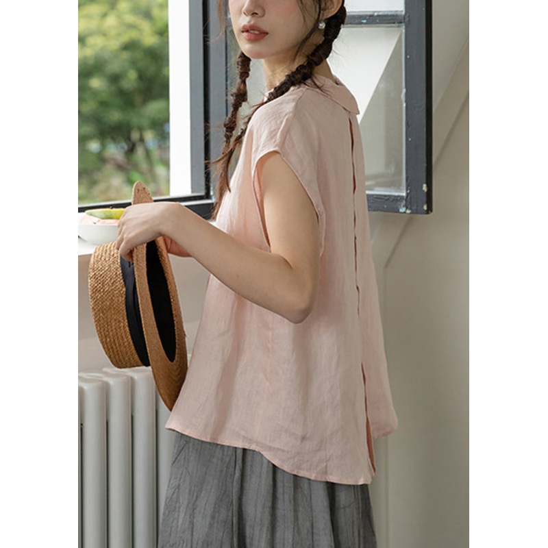 New Pink Wear On Both Sides Solid Cotton Top Sleeveless