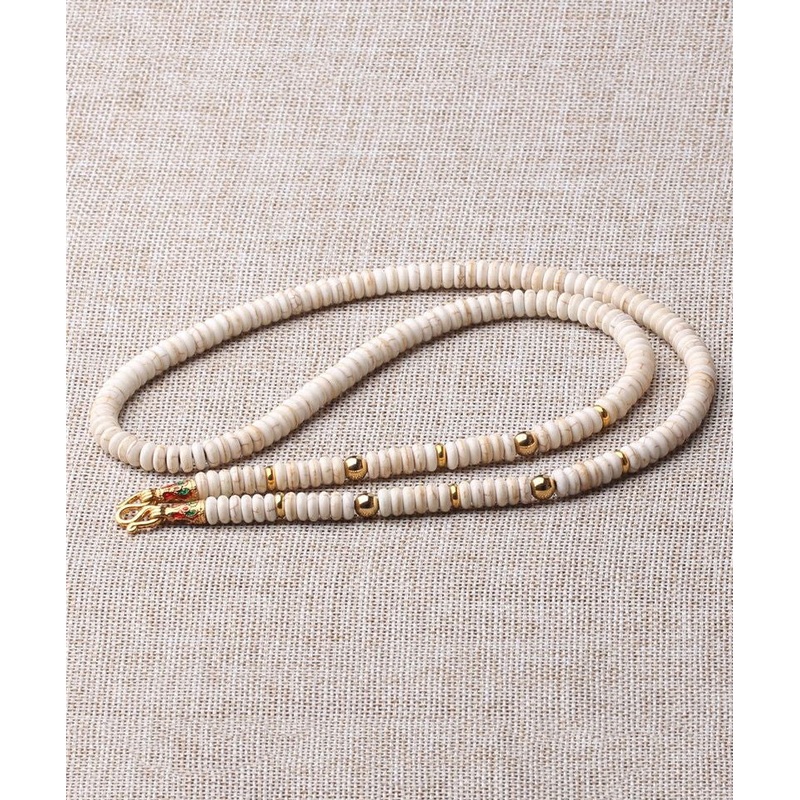 Simple Beige Alloy Coconut Shell Beading Gratuated Bead Necklace