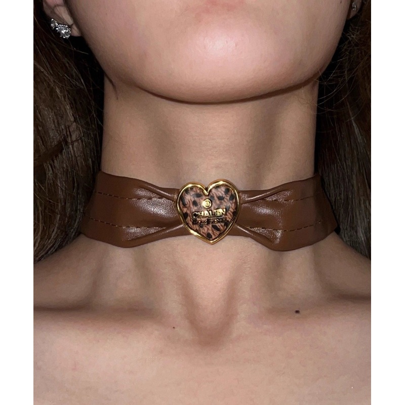 Boho Brown Leather Patchwork Love Choker