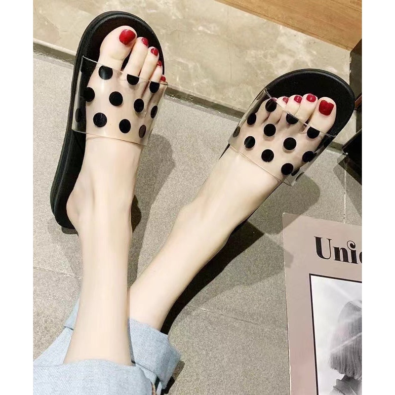 Comfortable Black Splicing Slippers Shoes Peep Toe