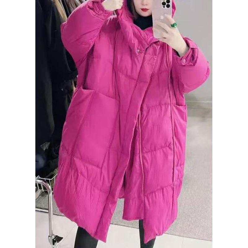 Italian Rose Hooded Pockets Duck Down Womens Parka Winter