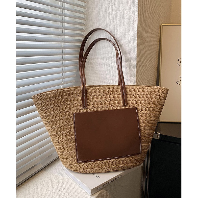 Korean Versatile Large Capacity Straw Woven Satchel Bag Handbag