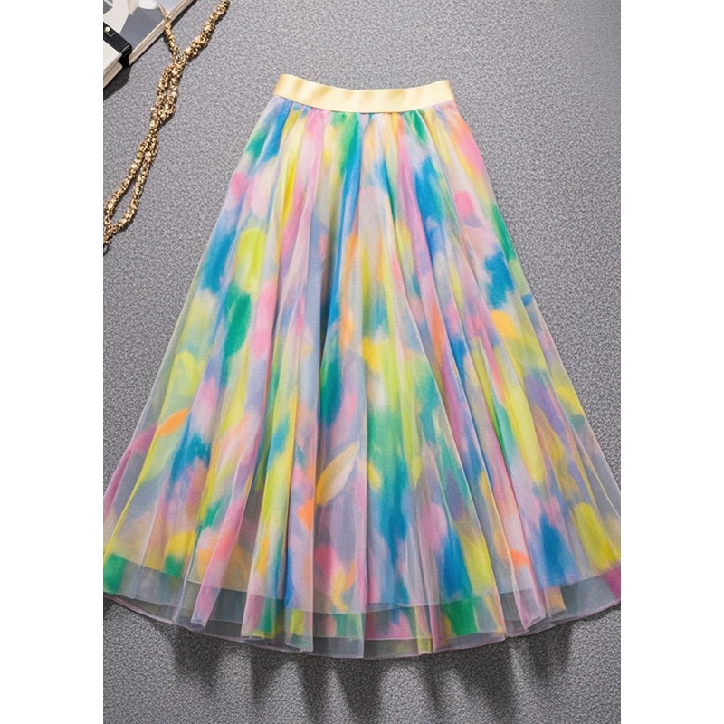 Modern Rainbow Tie Dye Tulle Skirt Summer