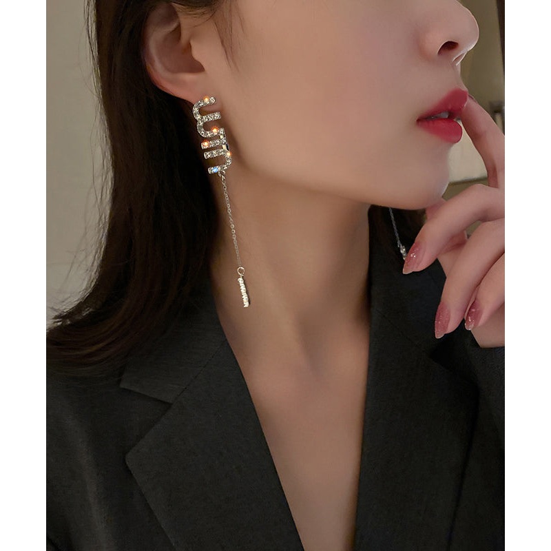 Novelty Silk Alloy Zircon Graphic Tassel Drop Earrings