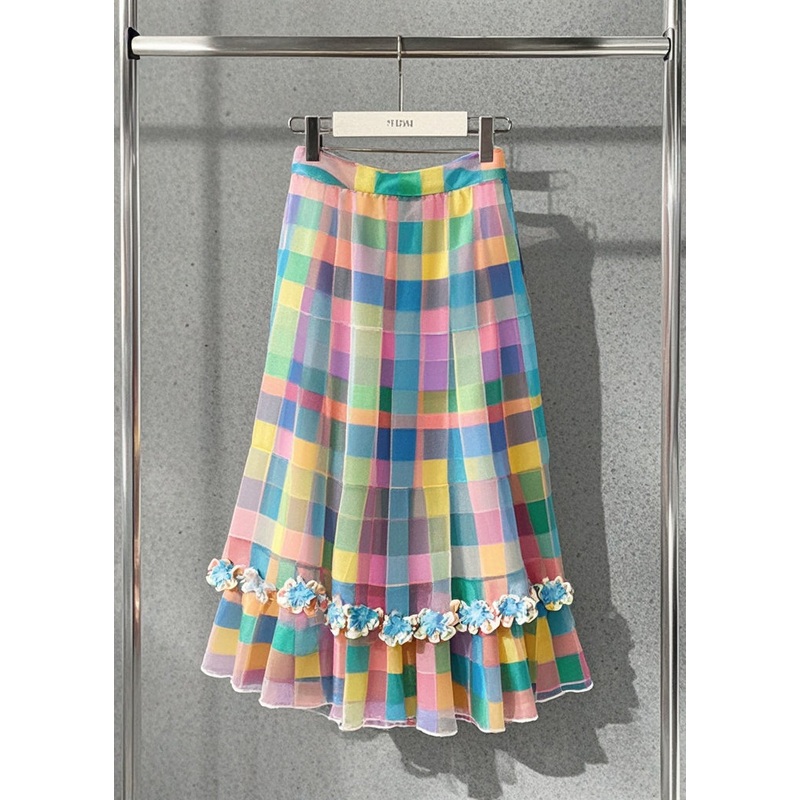 Beautiful Rainbow Plaid Tulle A Line Skirts Summer