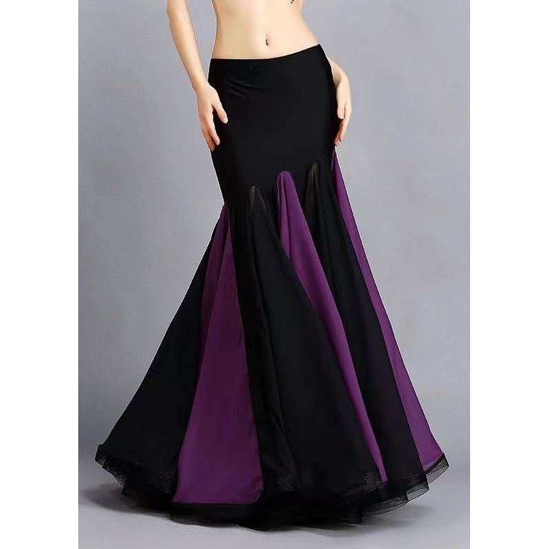 Black Patchwork Sexy Fish Tail Skirts Extra Large Hem Spring