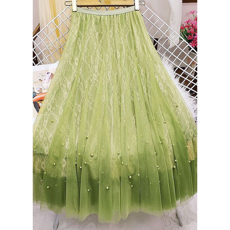 French Green Nail Bead Exra Large Hem Tulle Skirts Summer