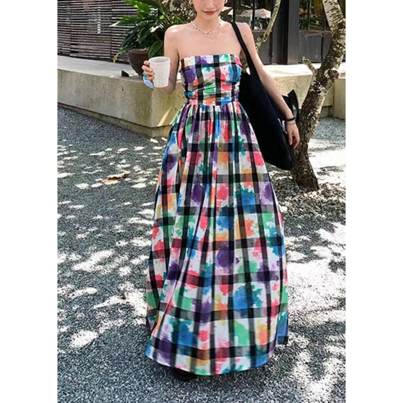 Italian Graffiti Bustier Wrinkled Long Dress Sleeveless