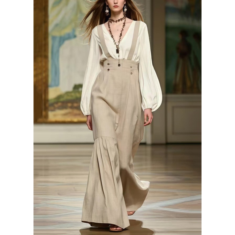 Fitted Apricot Wrinkled Patchwork Cotton Cami Skirts Spring