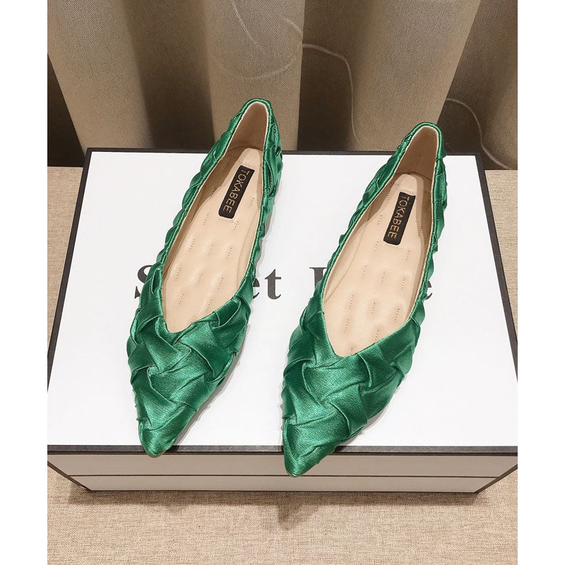 New Green Comfortable Soft Flat Feet Shoes Pointed Toe