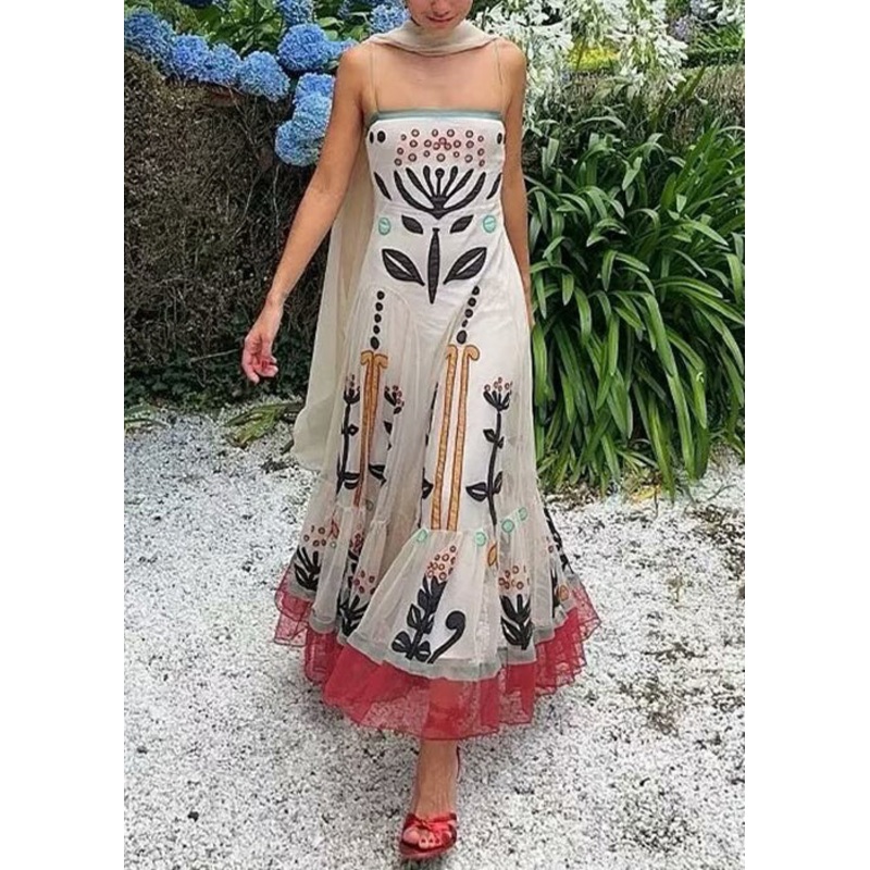 New Red Cold Shoulder High Waist Tulle Spaghetti Strap Dress Sleeveless