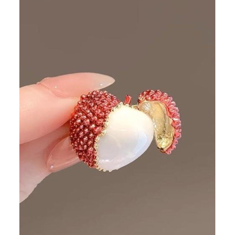 Original Design Red Alloy Lychee Brooch