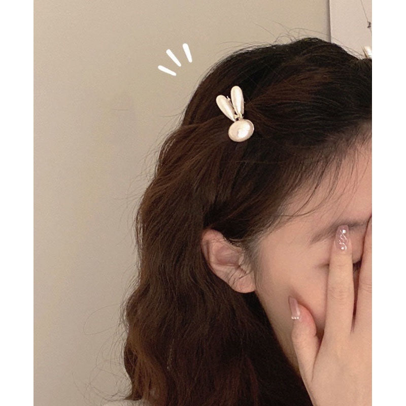 Simple White A Pair Alloy Little Rabbit Hairpin