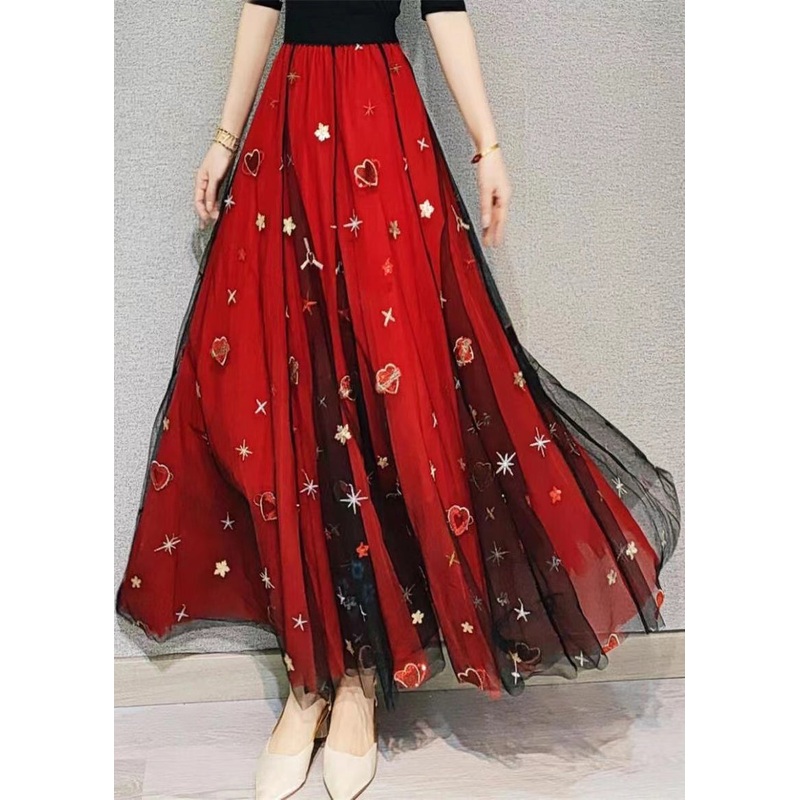 Beautiful Red Heart Sequins Exra Large Hem Tulle Skirts Spring