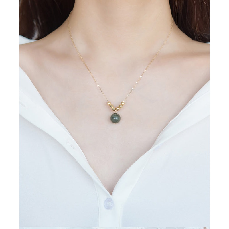 Classy Gold 14K Gold Crystal Pendant Necklace