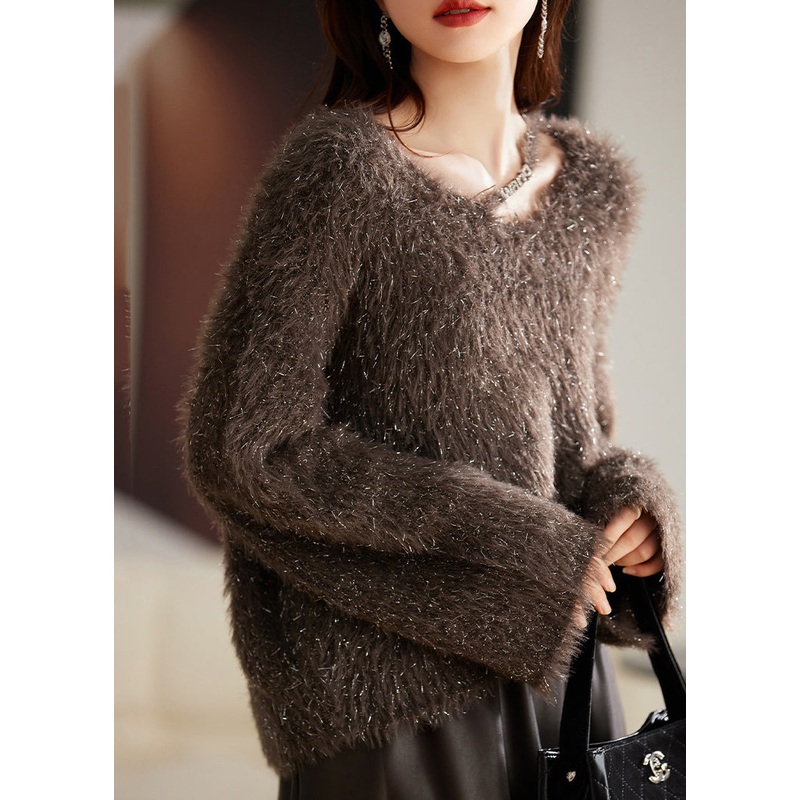 Fine Chocolate Thick Cozy Knit Sweater Tops Winter