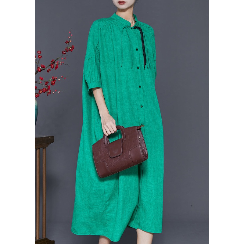 Fine Green Tasseled Oversized Cotton Robe Dresses Summer