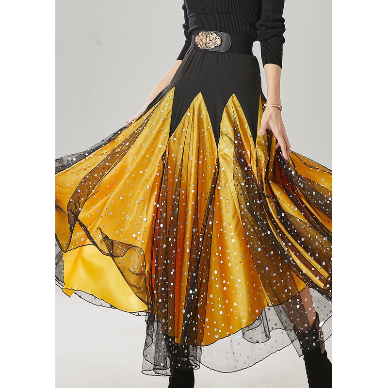 Yellow Patchwork Zircon Tulle Skirt Exra Large Hem Spring