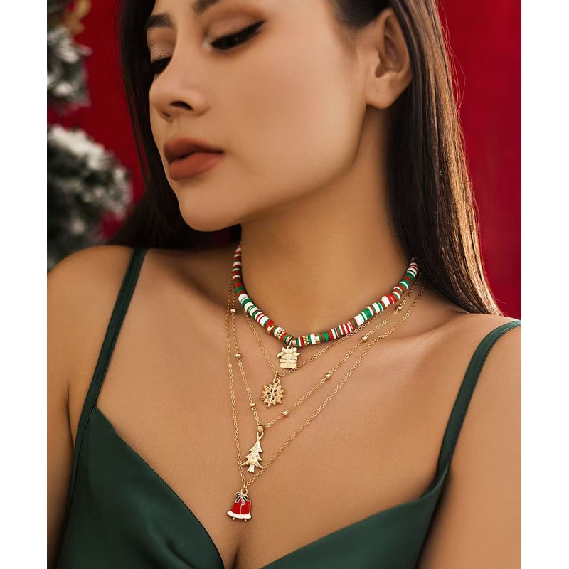 Boho Colorblock Alloy Multilayer Four Piece Set Pendant Necklace