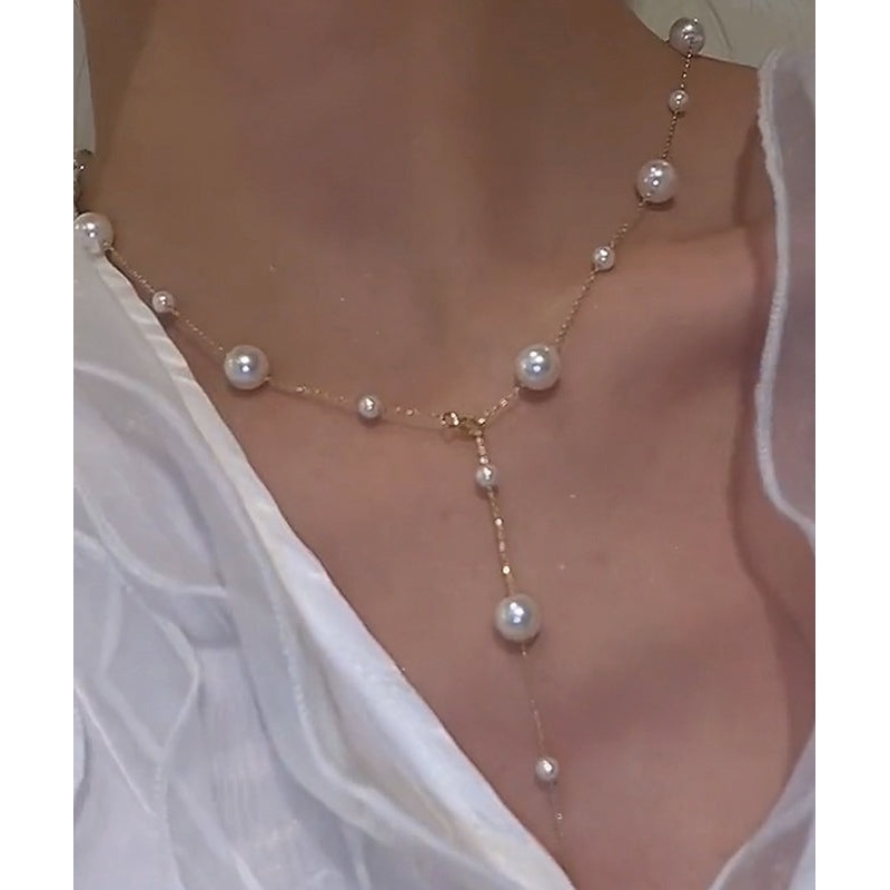 Boutique Gold Stainless Steel Overgild Pearl Tassel Pendant Necklace