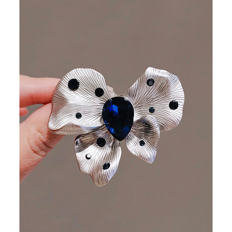 Chic Blue Alloy Crystal Butterfly Hairpin