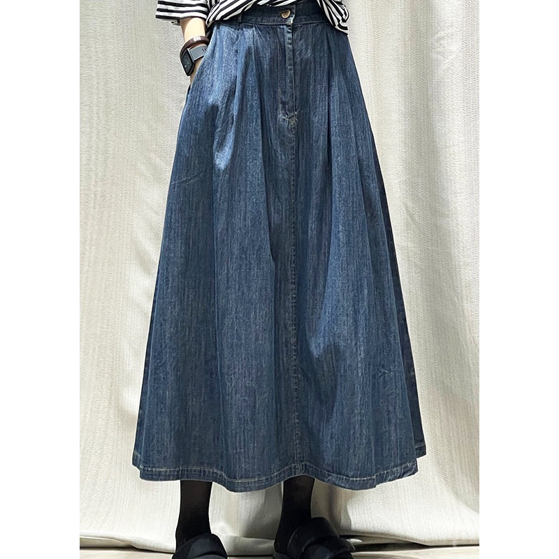 New Deep Blue Thin High Waisted Denim Skirts For Summer