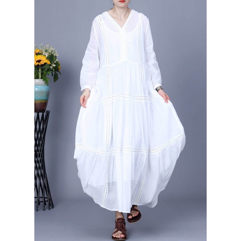 New White Solid Pockets Linen Two Pieces Set Spring