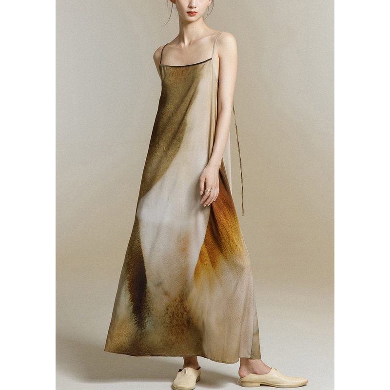 Original Design Print Backless Spaghetti Strap Dress Summer