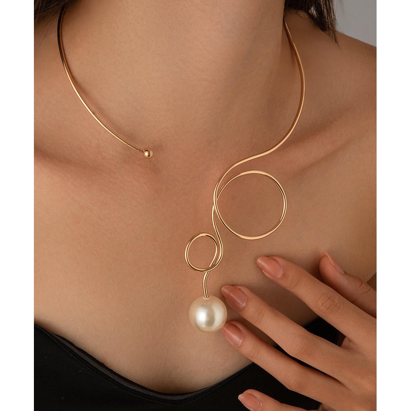 Fashion Alloy Bow Pearl Water Drop Princess Necklace