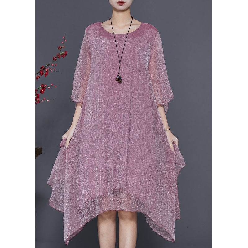 Organic Purple Asymmetrical Design Silk Maxi Dresses Summer