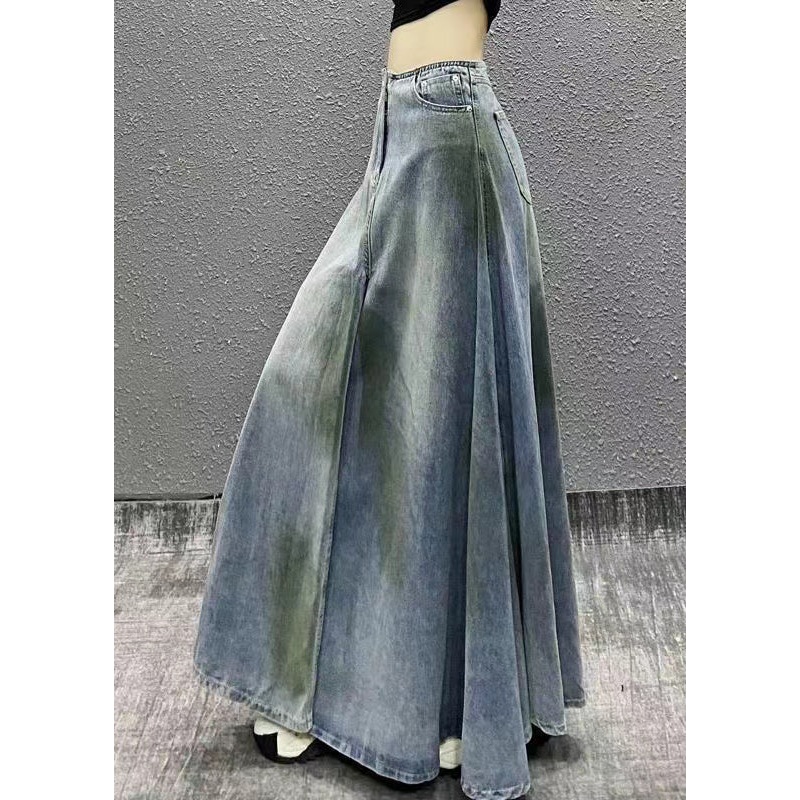 Stylish Blue High Waist Exra Large Hem Denim Skirts Fall