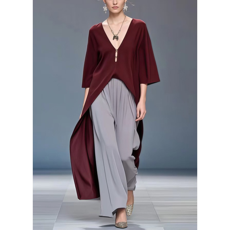 Bohemian Mulberry Low High Design Draping Silk Top Bracelet Sleeve