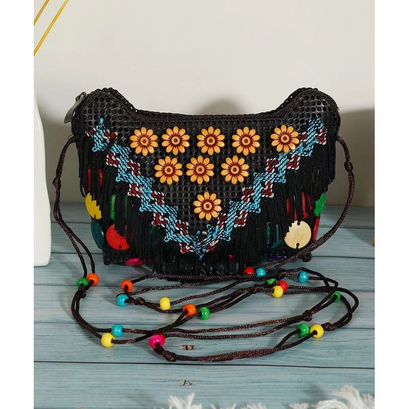 Ethnic Style Coconut Shell Handmade Woven Crossbody Bag