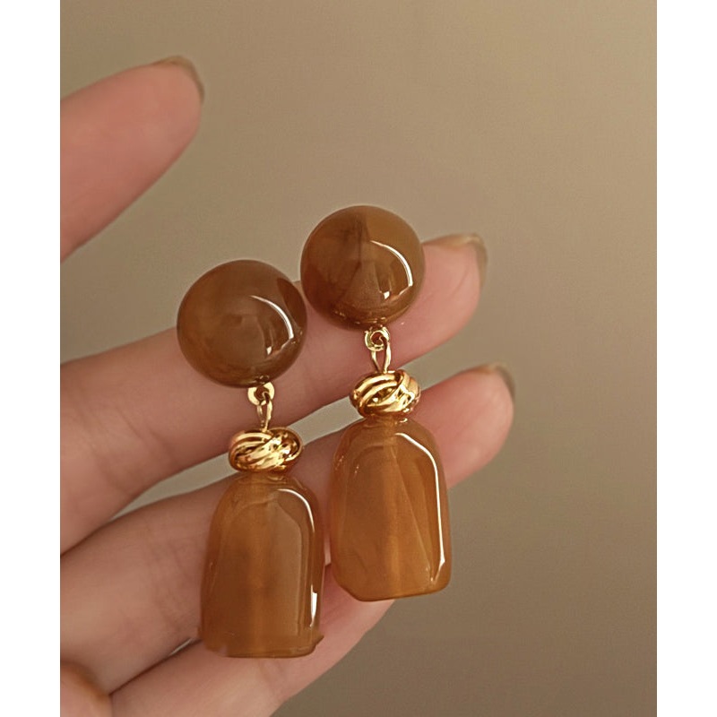 Modern Coffee Acrylic Alloy Resin Drop Earrings