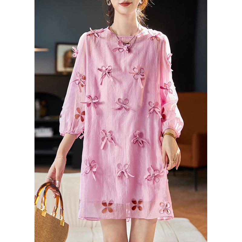 Style light Purple O Neck Bow Zircon Chiffon Two Piece Set Mid Dress Summer