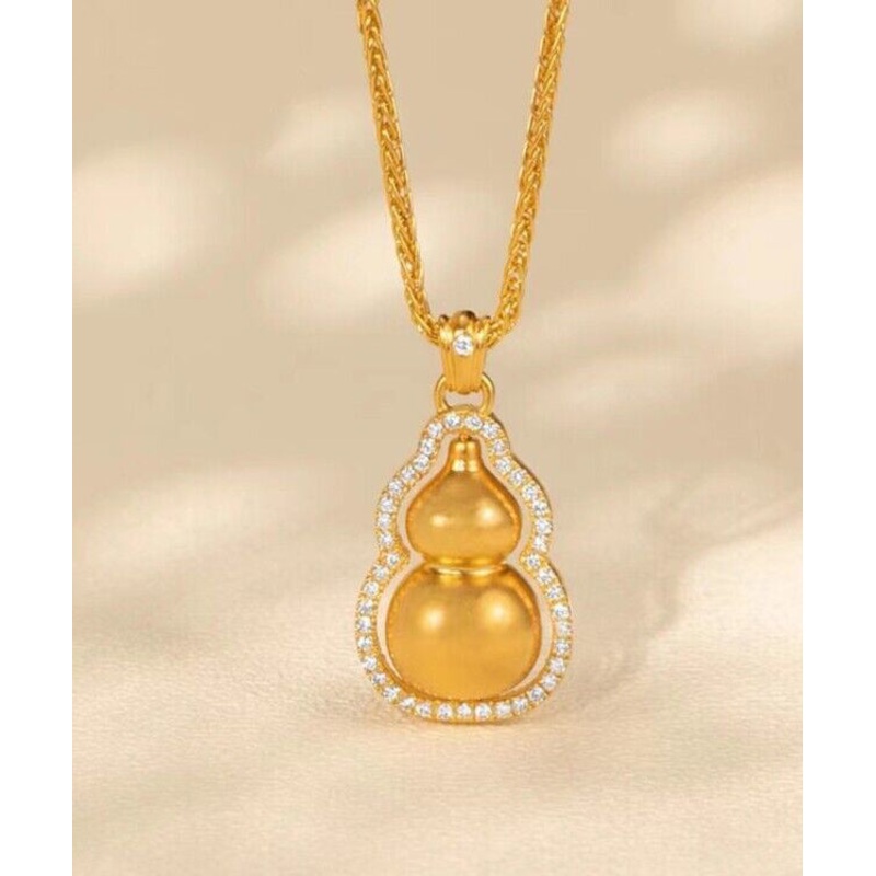 Stylish Gold Copper Overgild Gourd Pendant Necklace