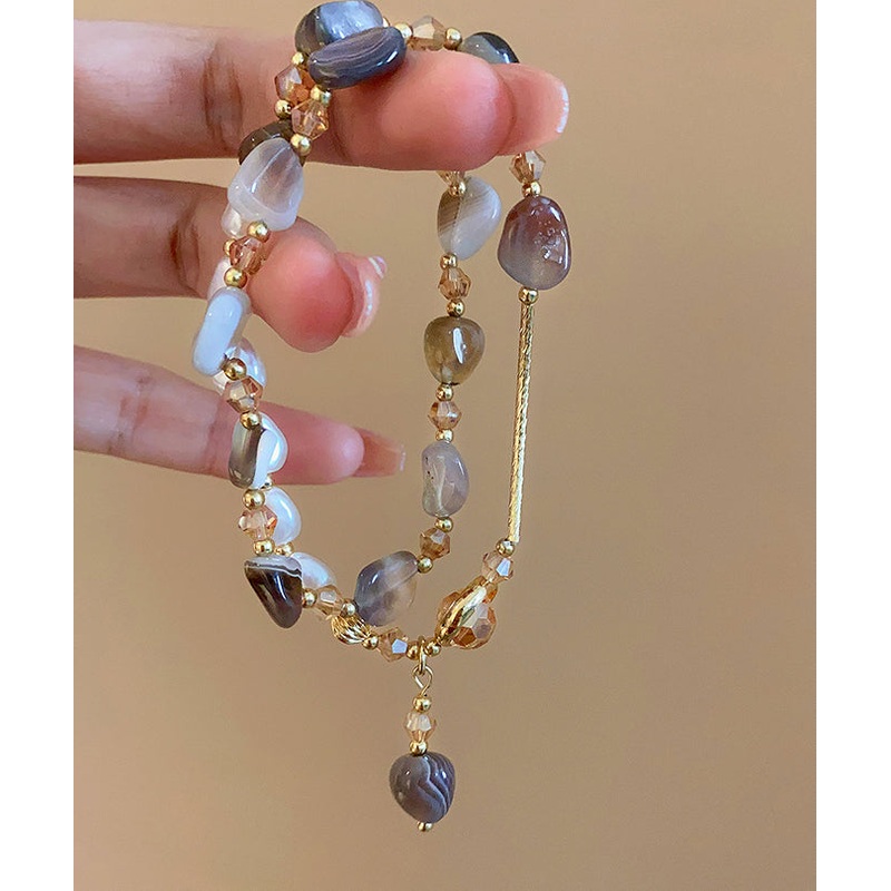 Bohemian Multi Copper Overgild Pearl Crystal Charm Bracelet