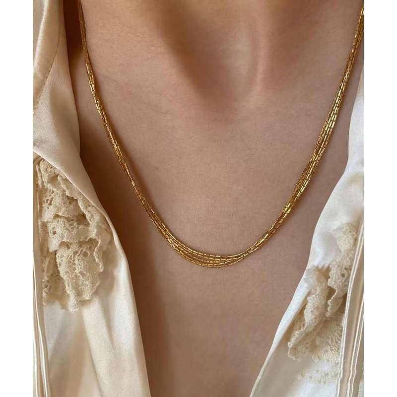 Boutique Gold Stainless Steel Multi Layer Necklace