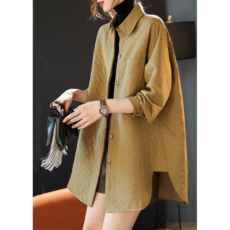 Handmade Khaki Oversized Side Open Spandex Coats Spring