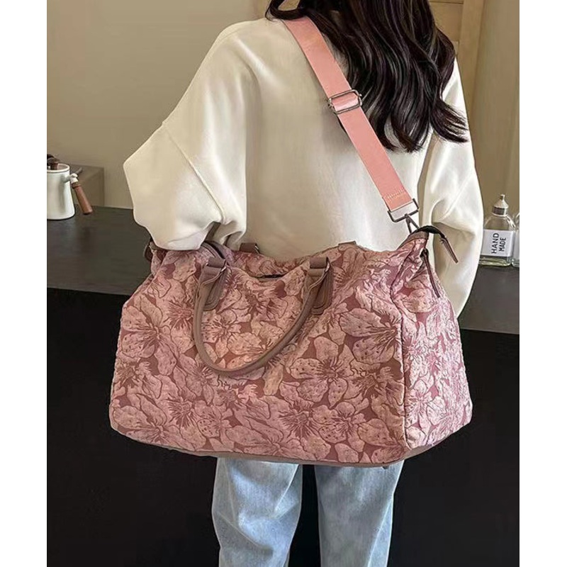 New Chinese Style Pink Embroidered Large Capacity Crossbody Bag