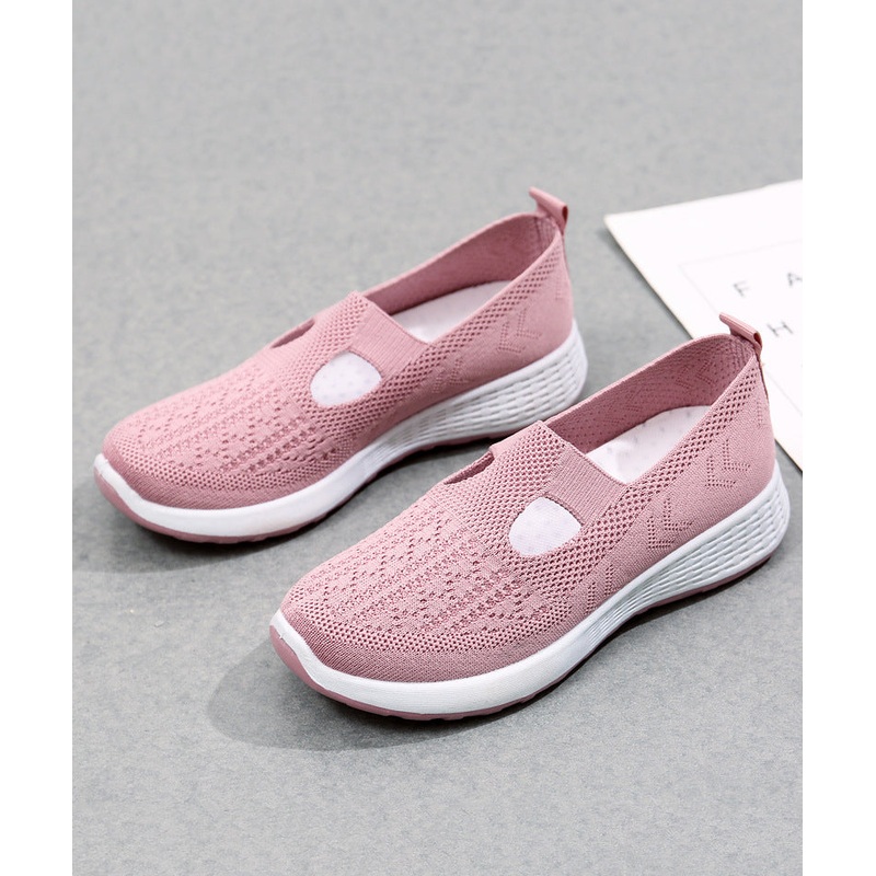 Platform Flat Shoes For Women Casual Pink Breathable Mesh
