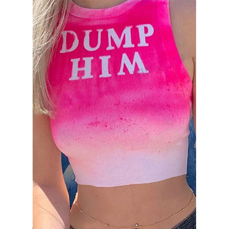 Slim Fit Rose Cold Shoulder Print Cotton Tops Sleeveless