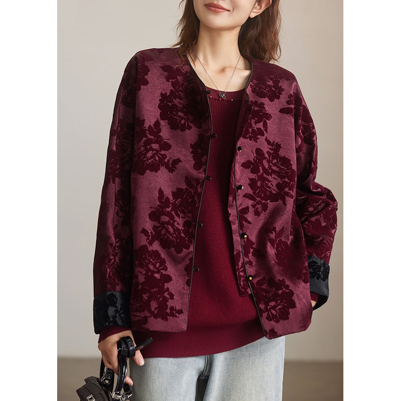 Vintage Purple O-Neck Patchwork Coats Spring