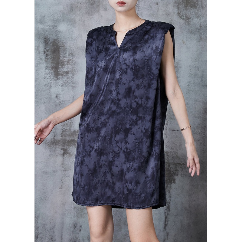 Unique Dull Grey Oversized Tie Dye Cotton Work Dresses Summer