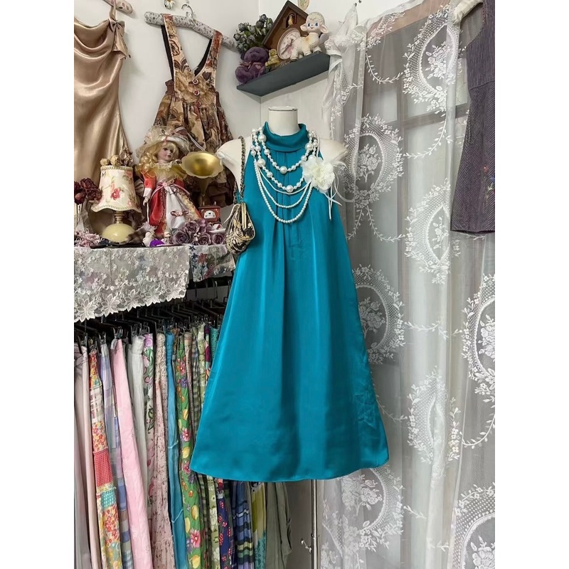 A Line Blue Homecoming Dress Satin Birthday Outfit J7996