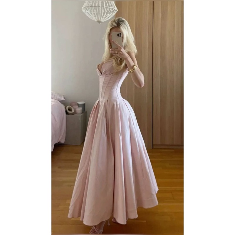 A Line Pink Satin Long Prom Dress Formal Party Dress J4301